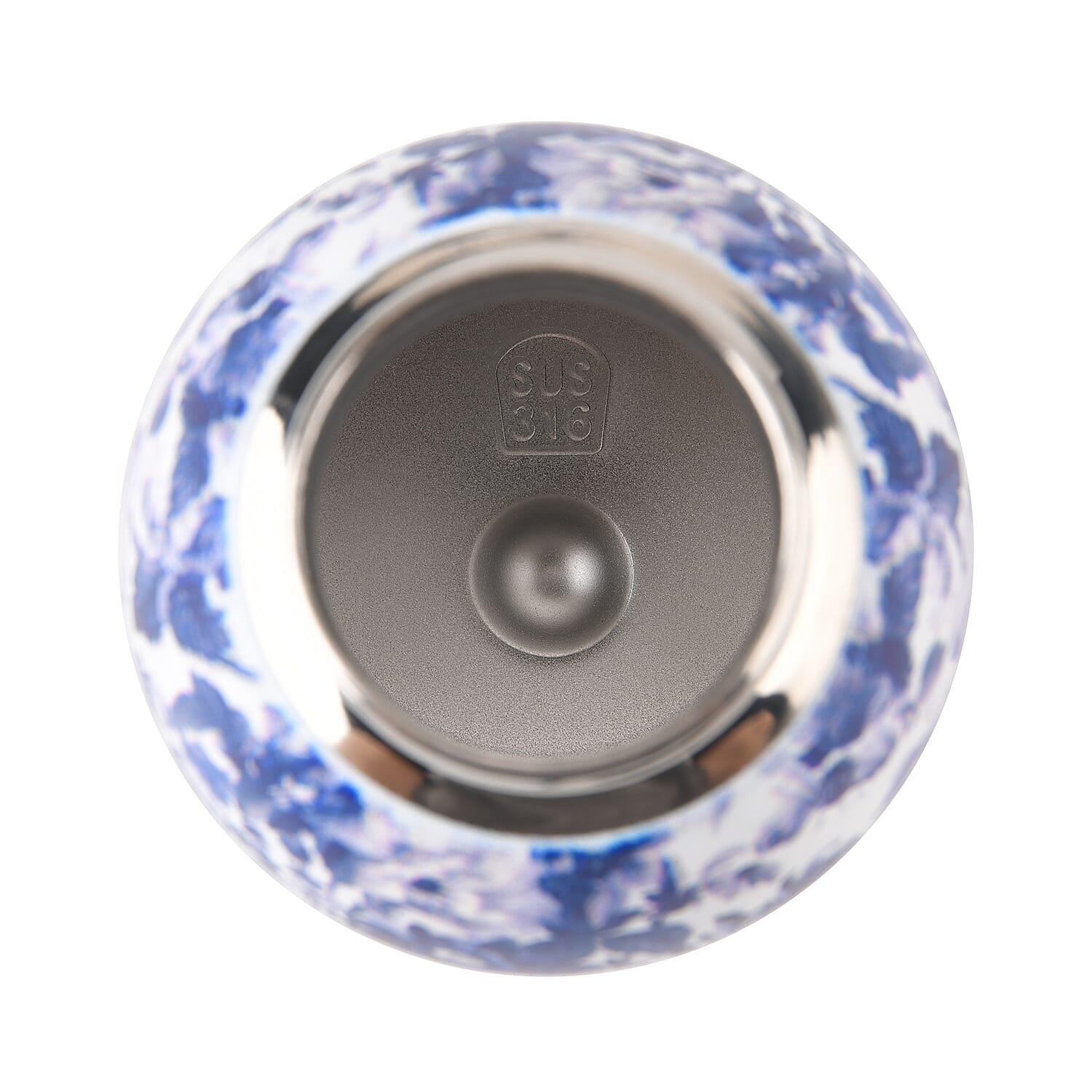 Livmore - Insulated Bottle Made Of 316L Stainless Steel With Double Wall And Blue And White Floral Veins Design - For Hot And Cold Drinks - 260mL