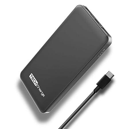5,000mAh Portable Power Bank with Dual USB Ports - Black