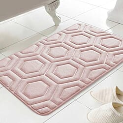 Geo Memory Foam Hexagonal Pattern Bathmat - Pink