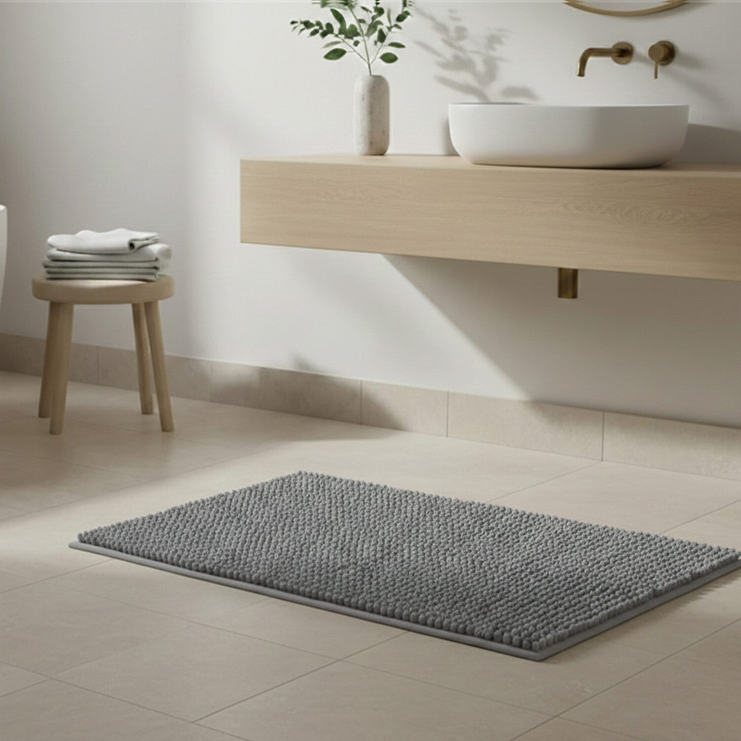 Ultra-Absorbent Noodle Bathmat (60 x 40 cm) - Grey