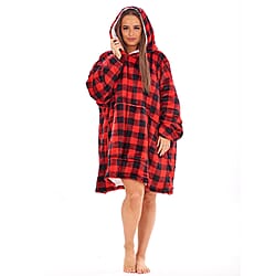 Adult Oversized Fully Sherpa-Lined Blanket Hoodie With Pockets (One Size) - White Black Camoflage