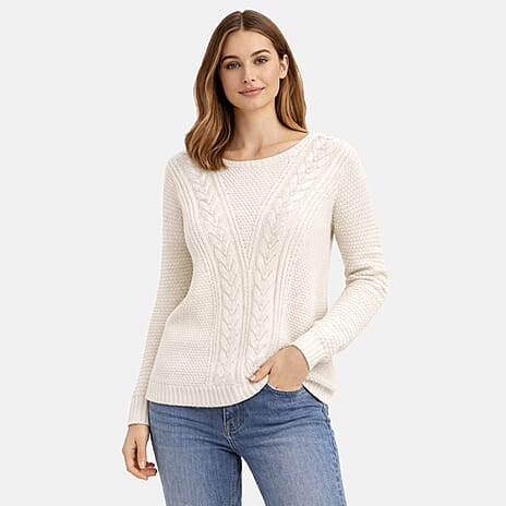 Pure And Natural Cable Jumper (Size 18-20) - Ivory