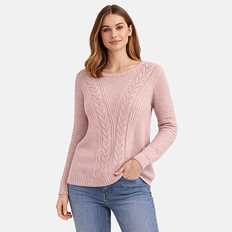 Pure And Natural Cable Jumper (Size 14-16) - Dusty Pink