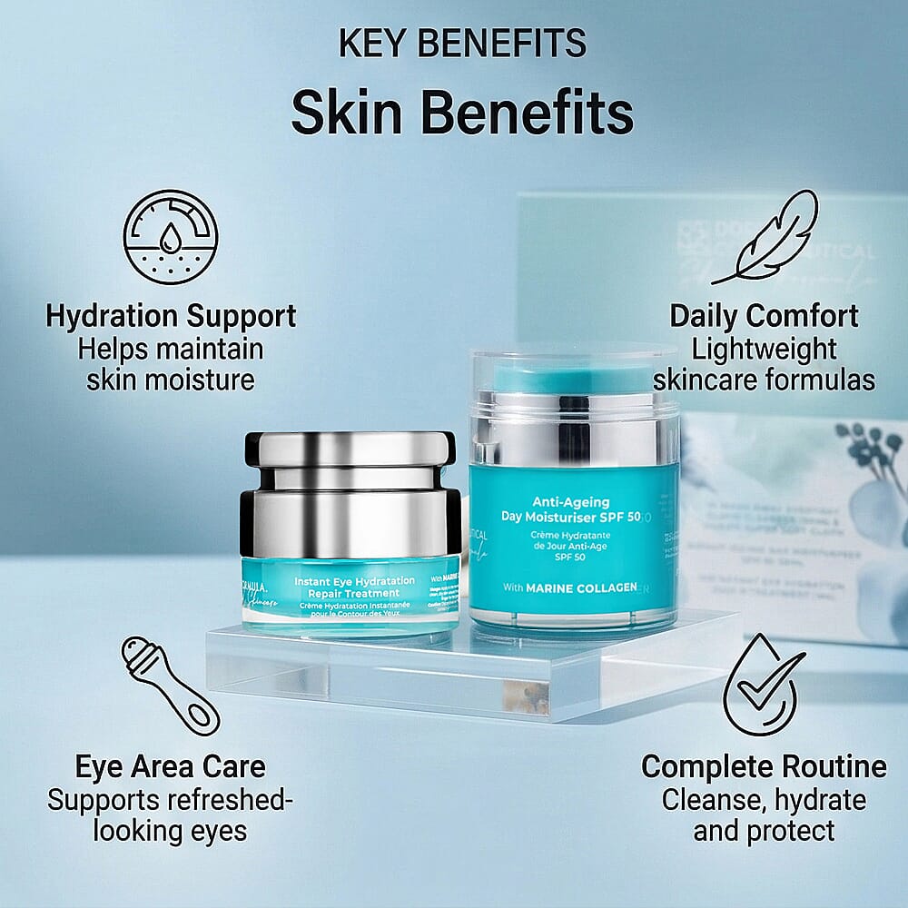 Limited Edition Spring Edit Marine Collagen Box (Includes Anti-ageing Day Moisturiser SPF 50 Duo, Marine Collagen Instant Eye Hydration Treatment, Marine Collagen Wash Away Cleanser)