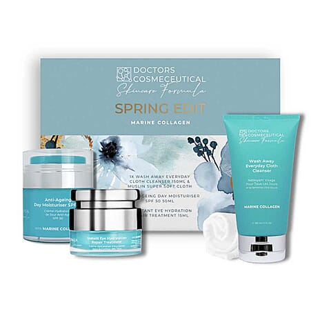 Limited Edition Spring Edit Marine Collagen Box (Includes Anti-ageing Day Moisturiser SPF 50 Duo, Marine Collagen Instant Eye Hydration Treatment, Marine Collagen Wash Away Cleanser)