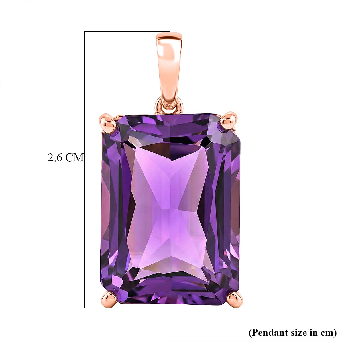 D'Joy Rose De France Amethyst Solitaire Pendant in 18K Vermeil Rose Gold Plated Sterling Silver 15.15 Ct.