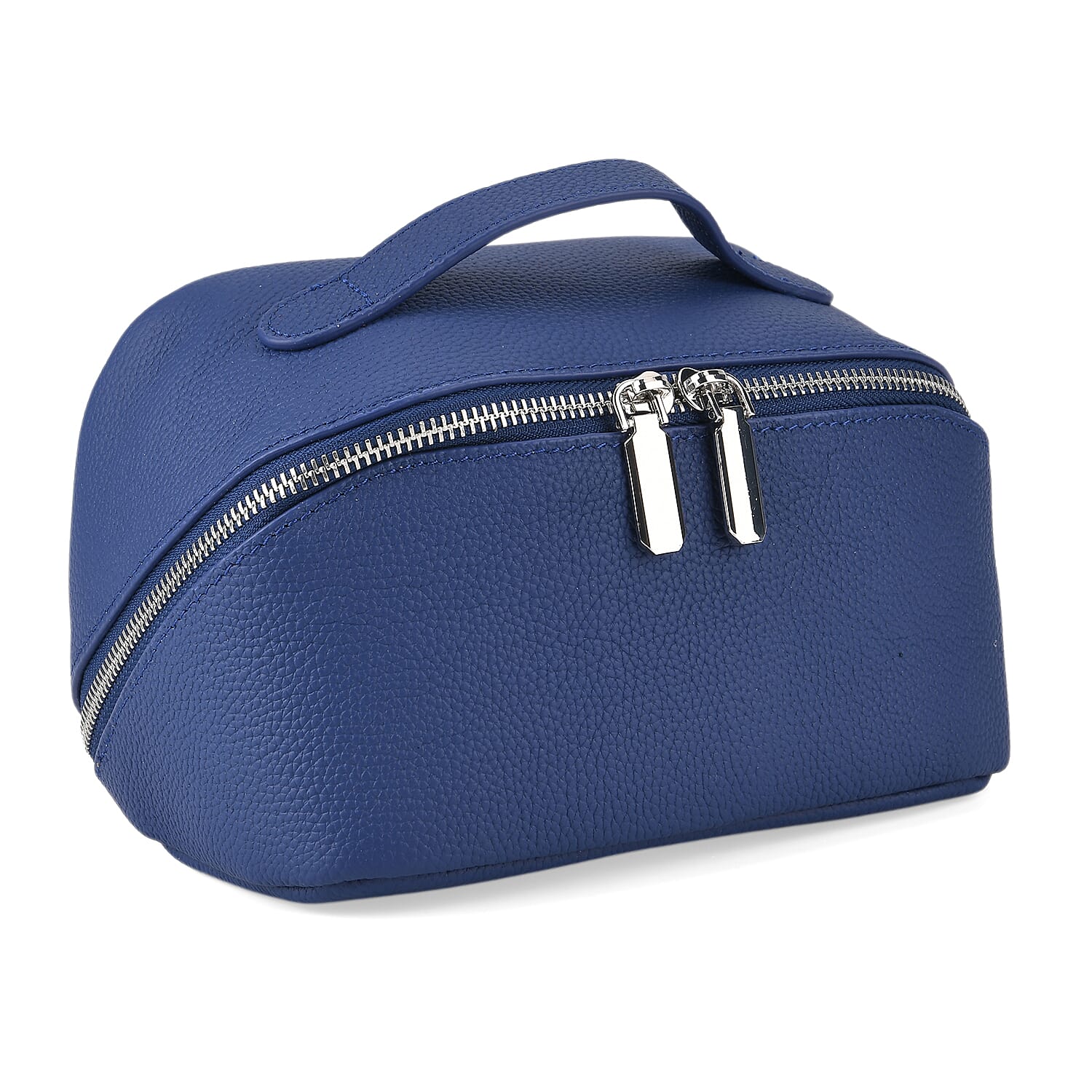 Genuine Leather Luxury Compact Cosmetic Travel Bag - Blue