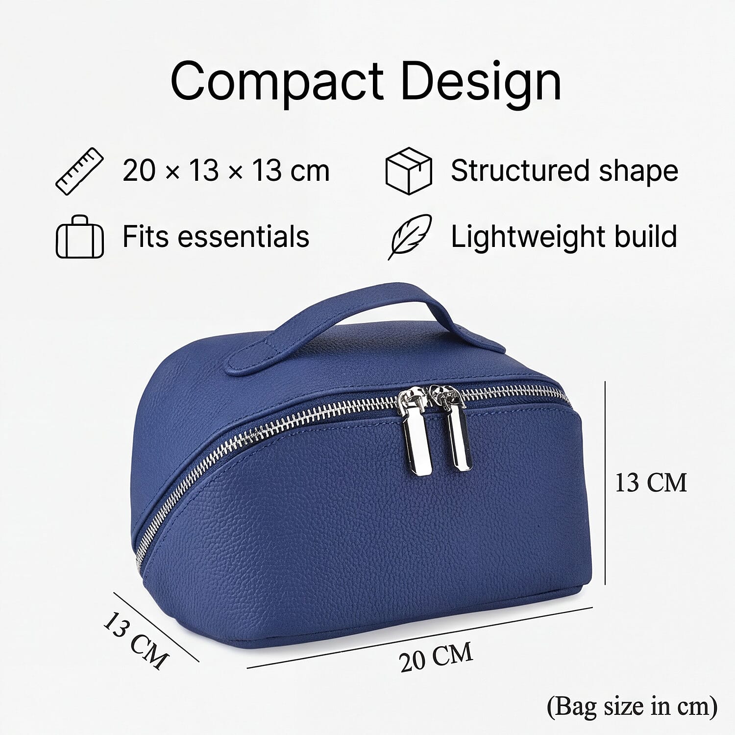 Genuine Leather Luxury Compact Cosmetic Travel Bag - Blue