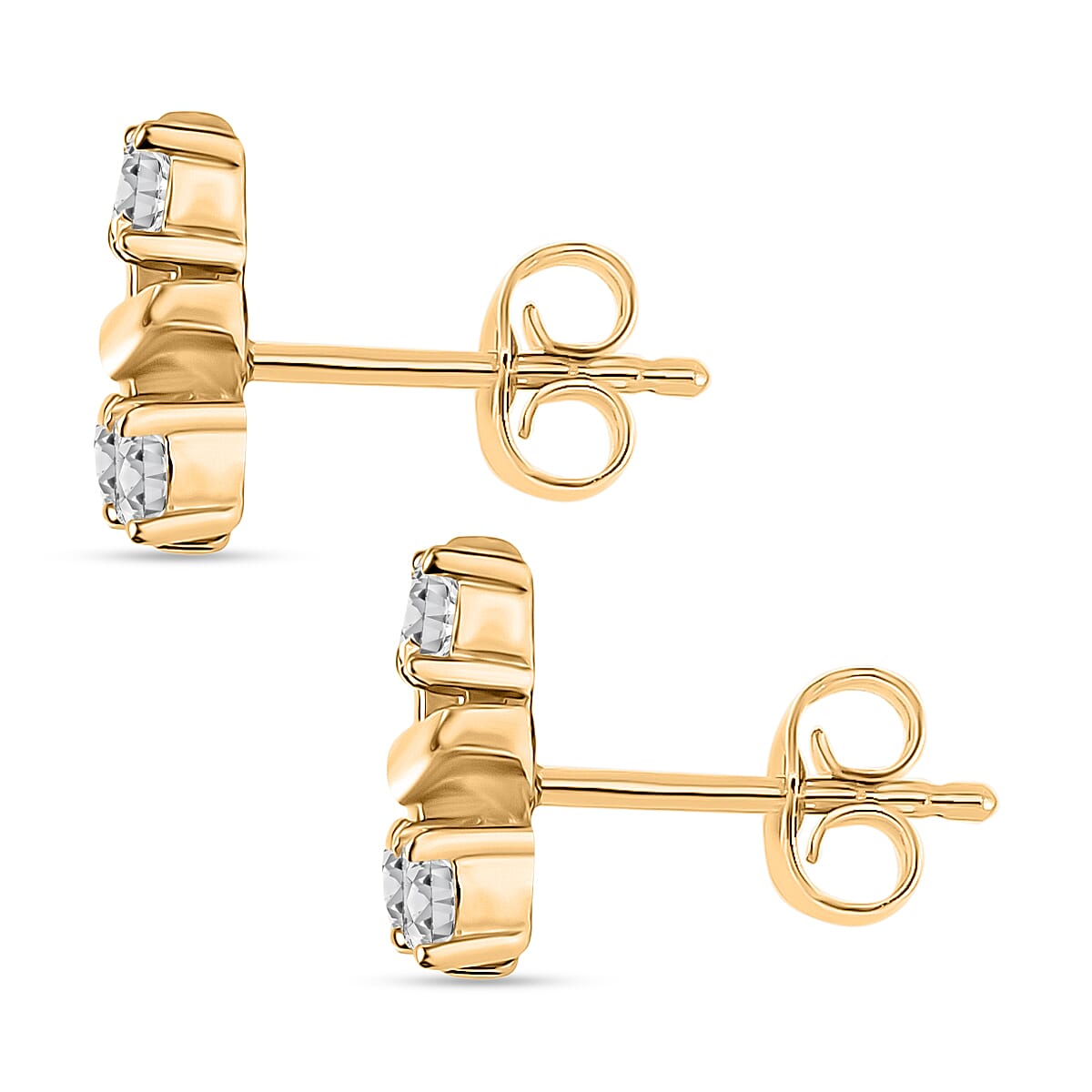 D'Joy Moissanite Cluster Earring with Push Back in Yellow Gold  Plated Sterling Silver