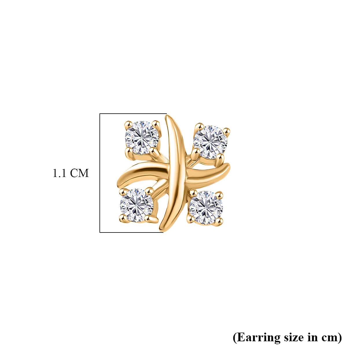 D'Joy Moissanite Cluster Earring with Push Back in Yellow Gold  Plated Sterling Silver