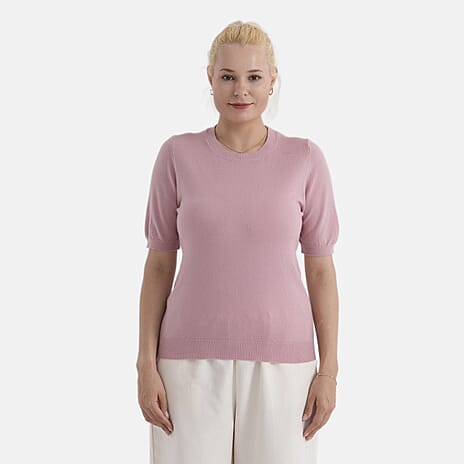 - Maisi Round Neck Short Sleeved Top (Size - S-M) - Pink