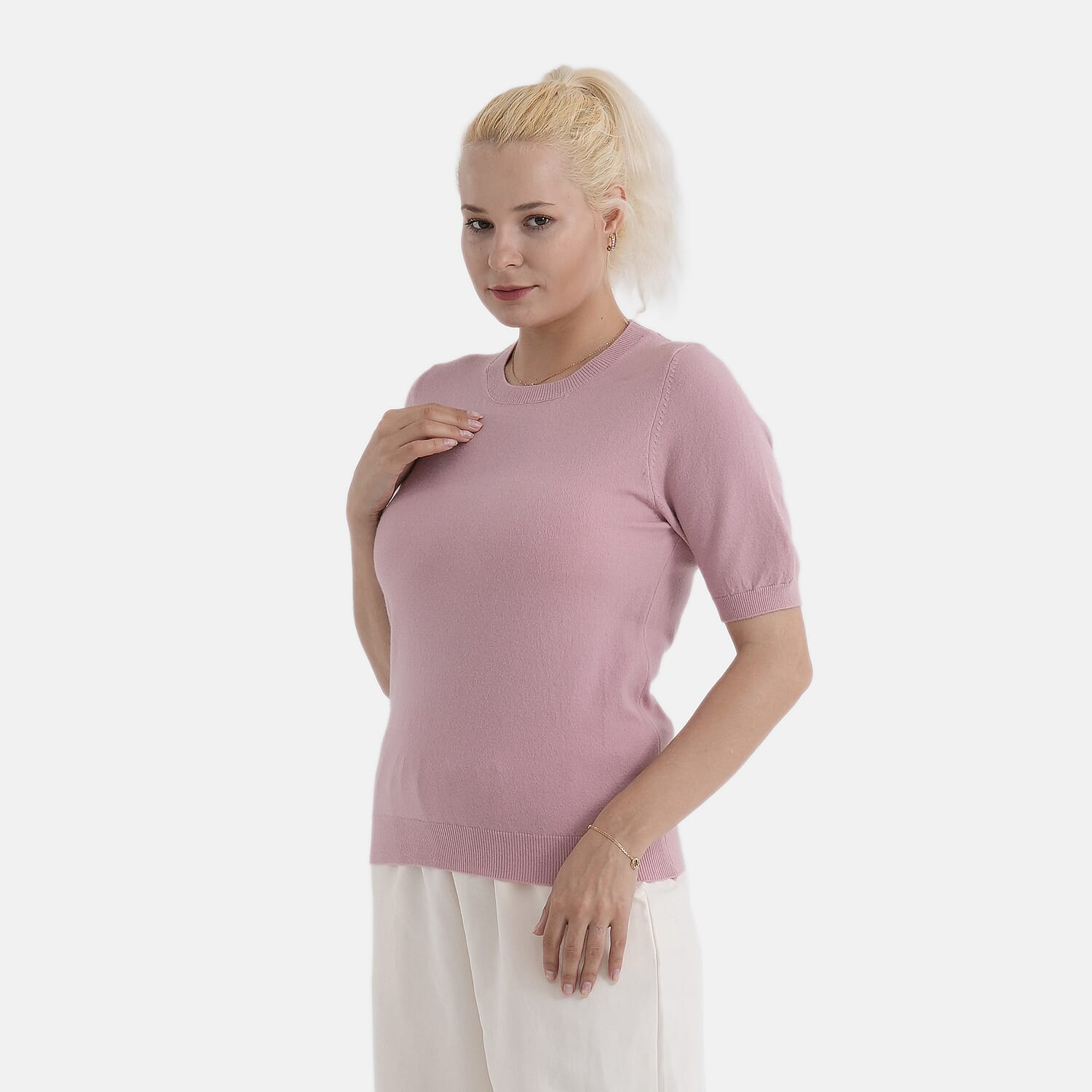 & Maisi Round Neck Short Sleeved Top