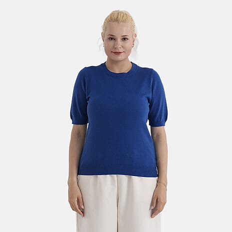 - Maisi Round Neck Short Sleeved Top (Size - S-M) - Navy Blue