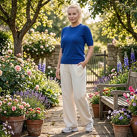 - Maisi Round Neck Short Sleeved Top (Size - S-M) - Navy Blue