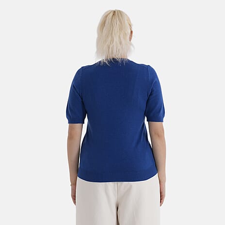 - Maisi Round Neck Short Sleeved Top (Size - L-XL) - Navy Blue