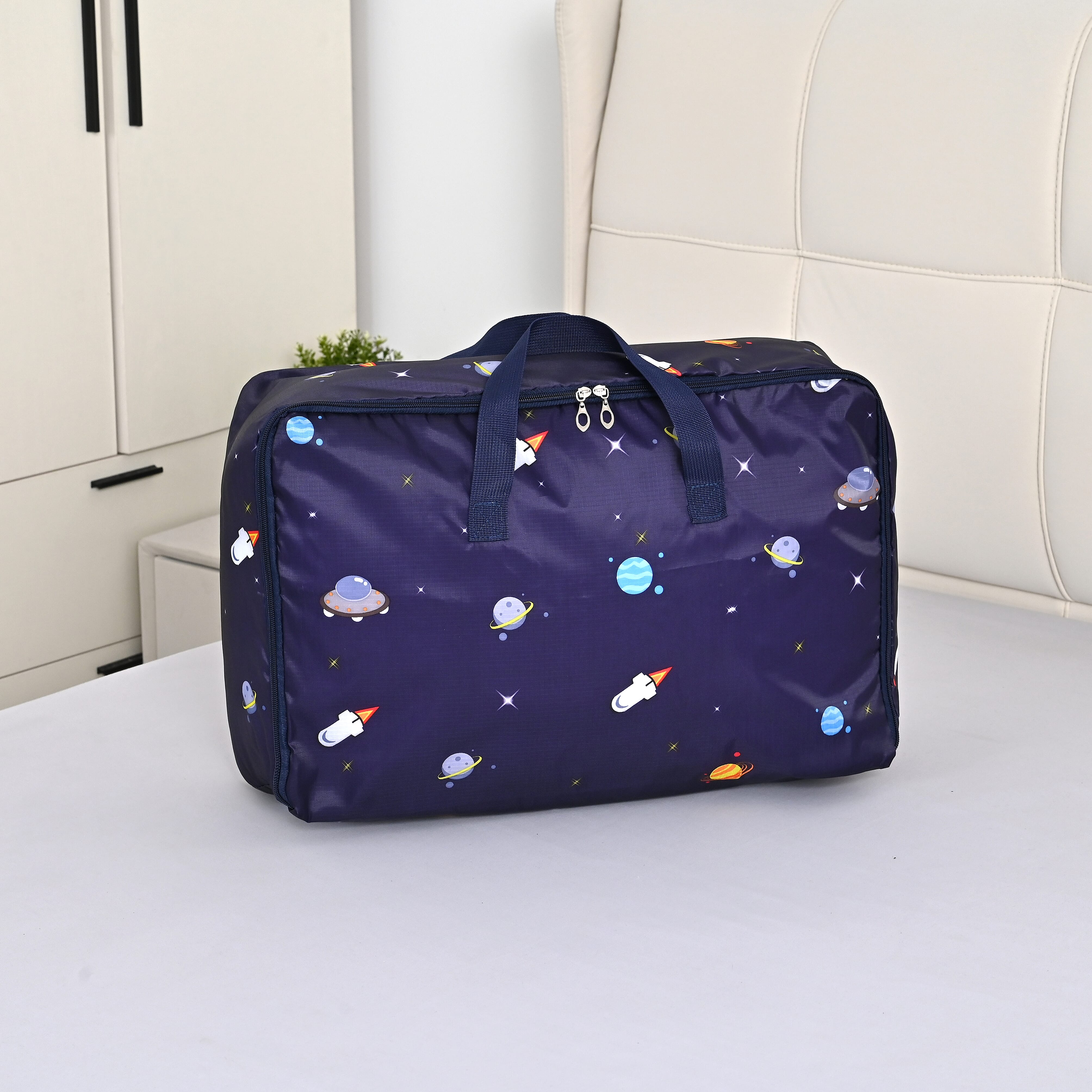 LIVMORE Set of 3 Space Pattern Storage Bag - Blue