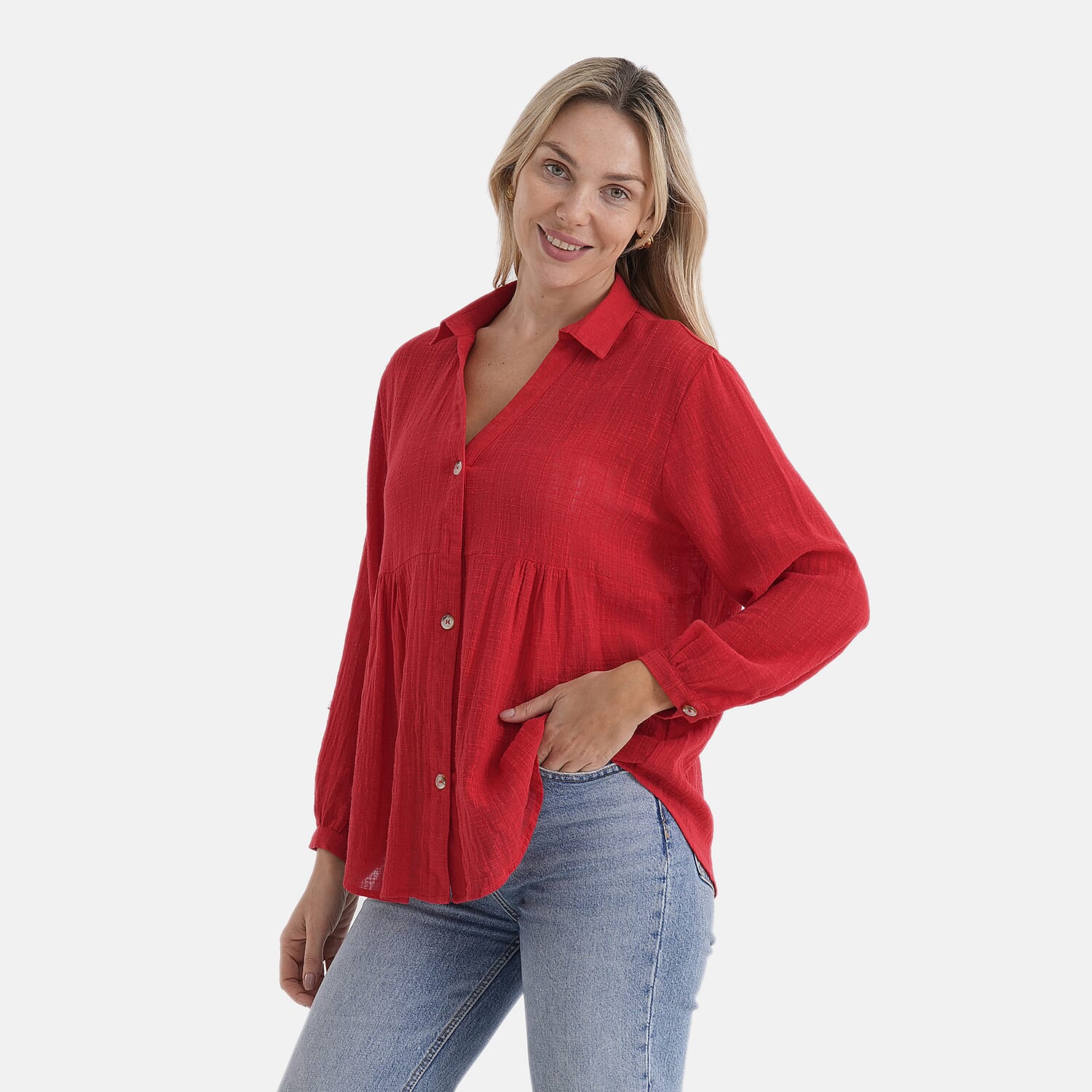 & Maisi Cotton Solid Blouse 
