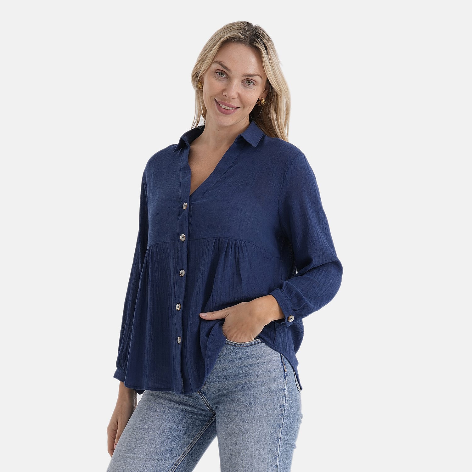 & Maisi Cotton Solid Blouse 