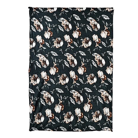 Livmore Printed Flannel Blanket (200 x 150cm) - Teal - White