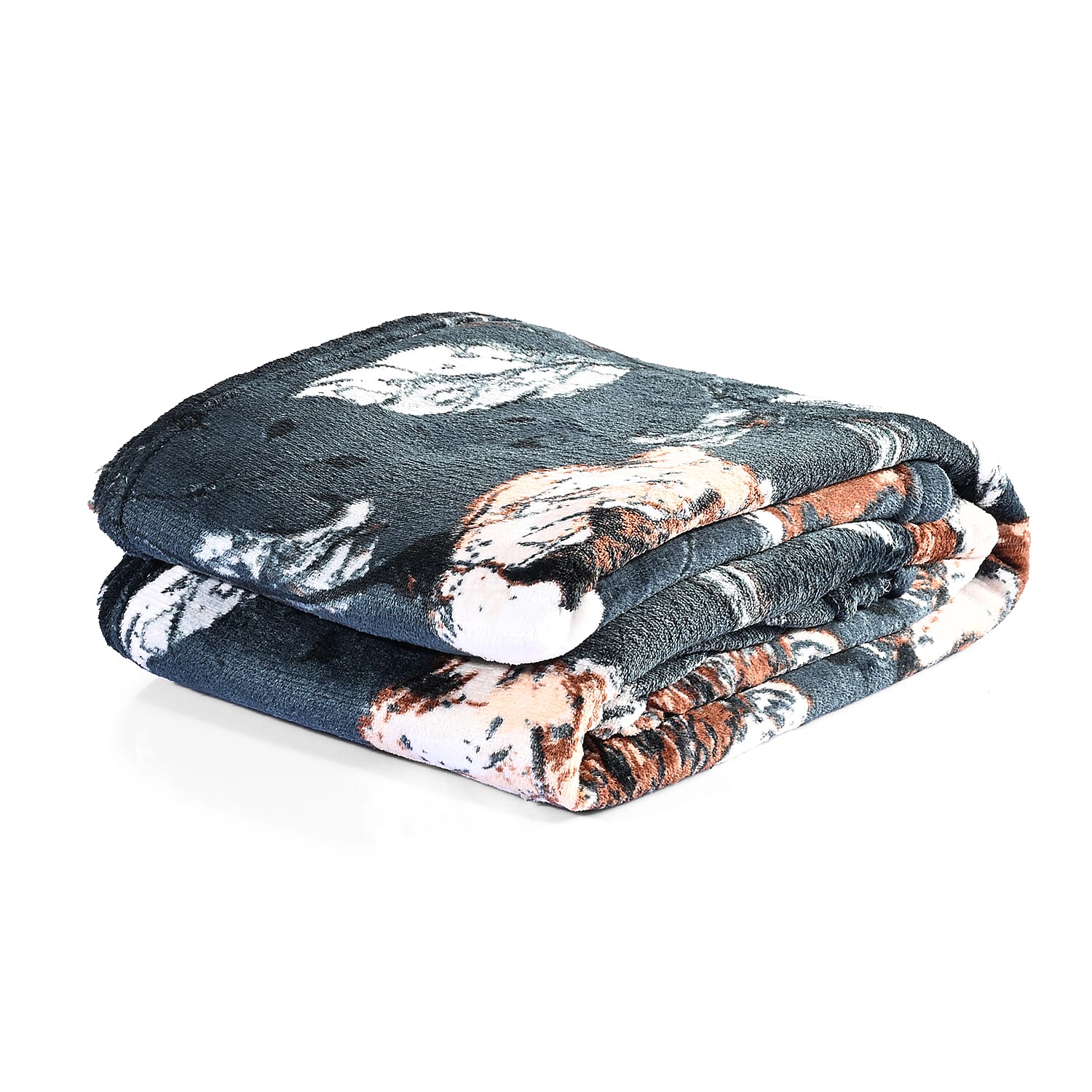 Livmore Printed Flannel Blanket (220 x 150cm) - Teal - White