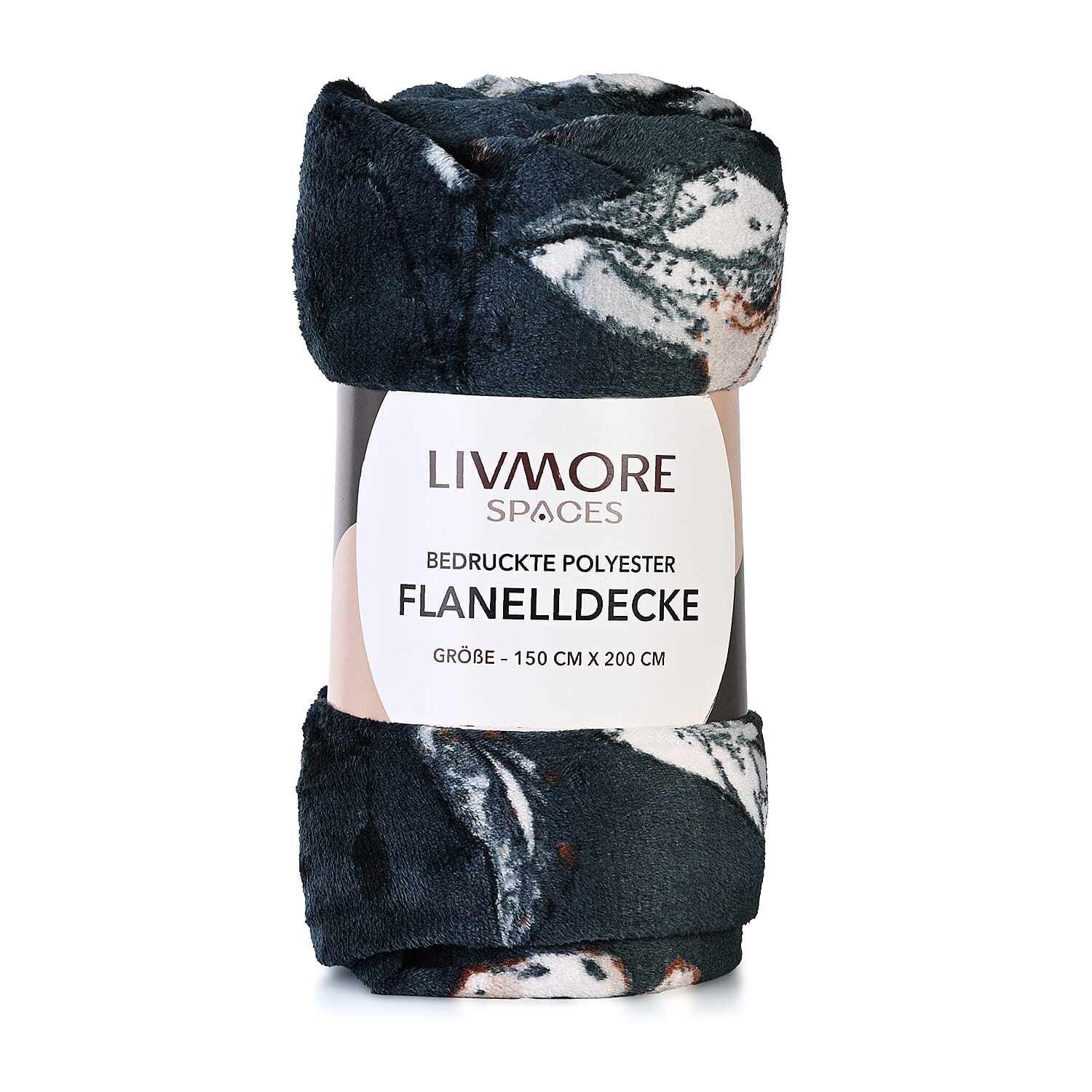 Livmore Printed Flannel Blanket (220 x 150cm) - Teal - White