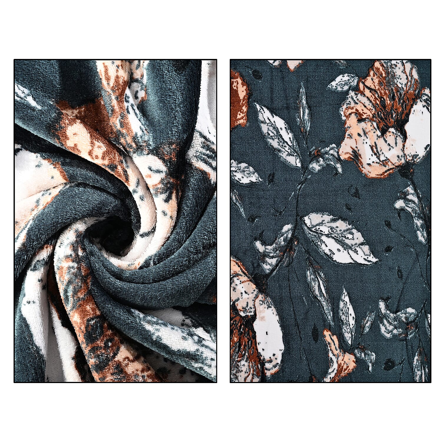Livmore Printed Flannel Blanket (220 x 150cm) - Teal - White