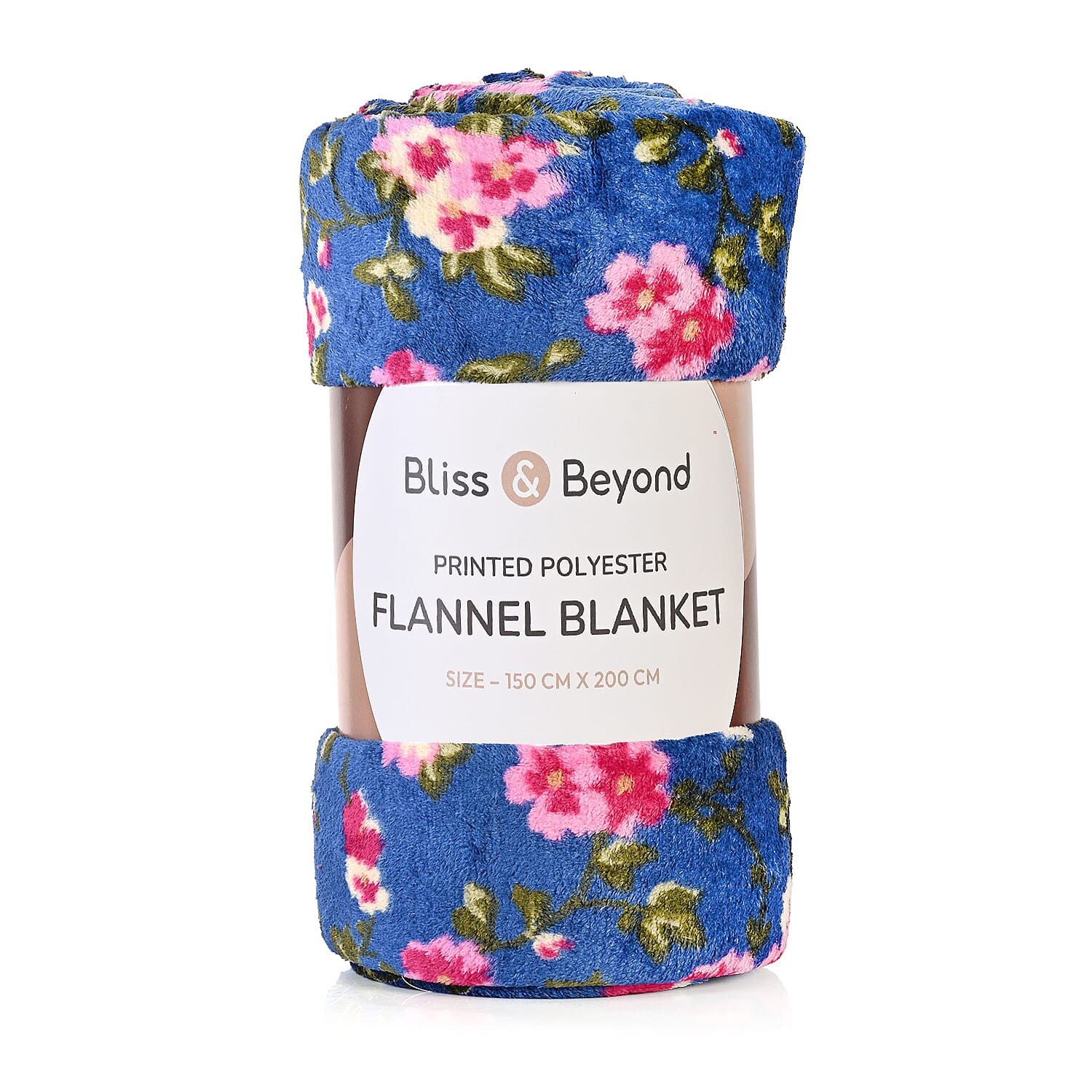 Nature-Inspired Floral Printed Flannel Blanket (220 x 150cm) - Pink - Blue