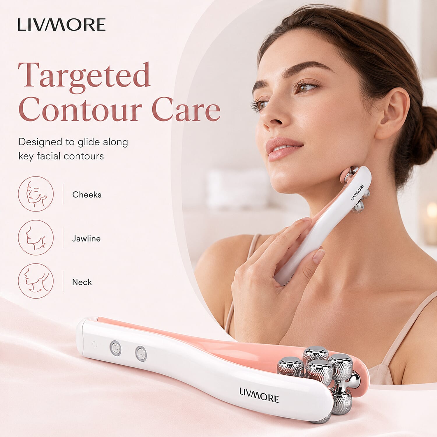 NEW ARRIVAL- Livmore EMS Electric V-Shaped Face & Neck Toning and Lifting Device with Three Intensity Levels