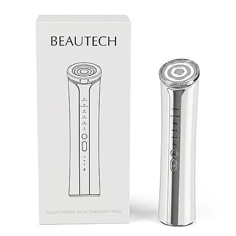Beautech RF Frequency Beauty Device - White Multi Functional EMS Facial Massager - 6 Modes LED Light Therapy Red Blue Orange Light Face Lift Device with Cooler and Heating
