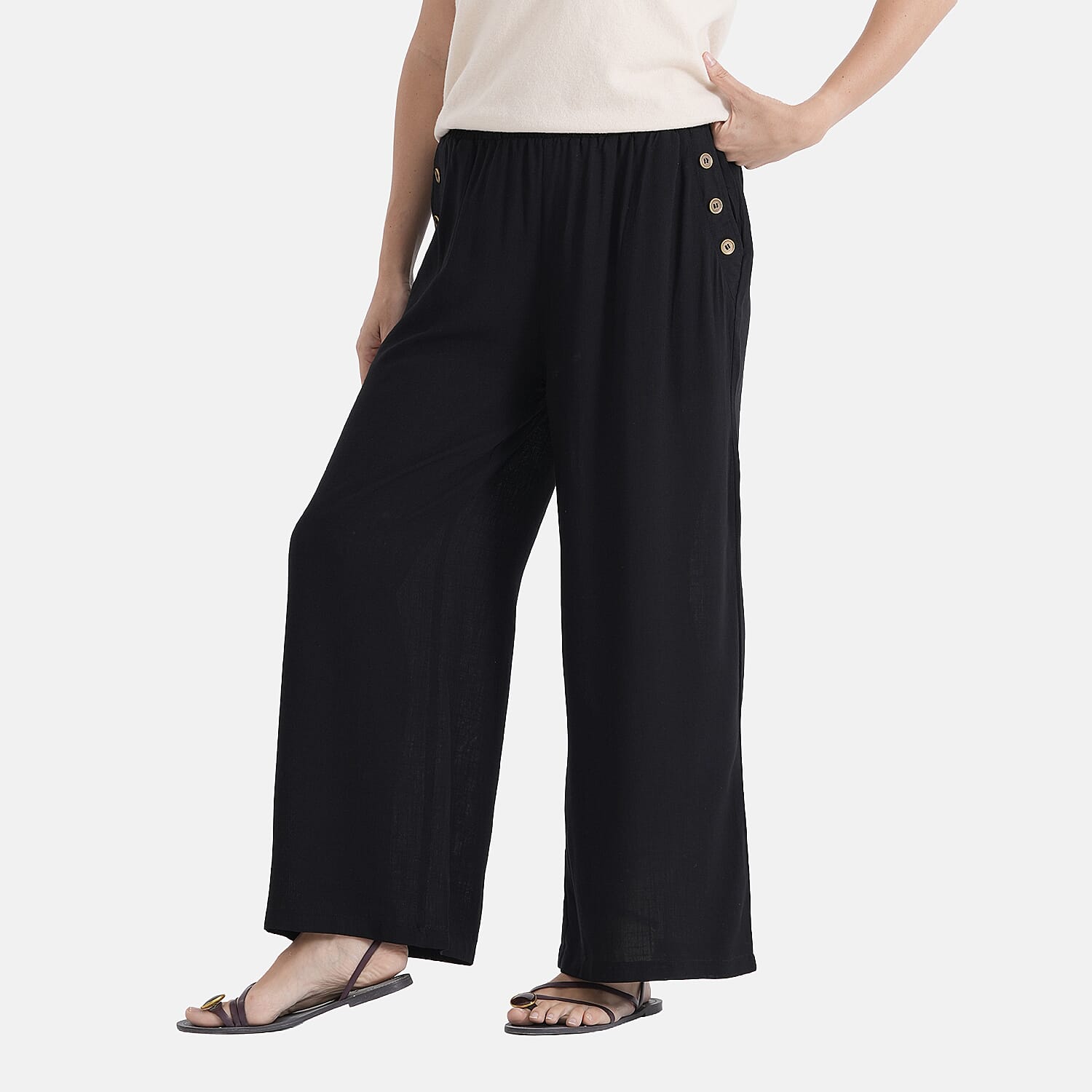 La Marey Patterned Jean and Pant-Trouser (Size - Medium) - Black