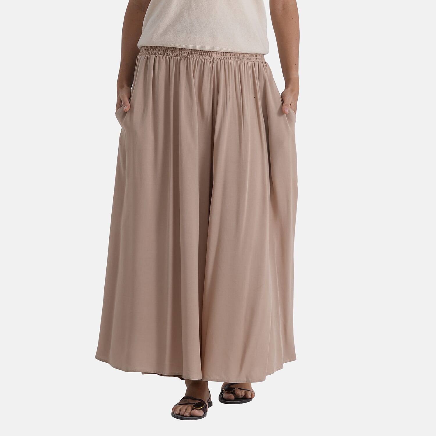 La Marey Pull-On Shirred Waist Culottes (Size 8-20) - Khaki
