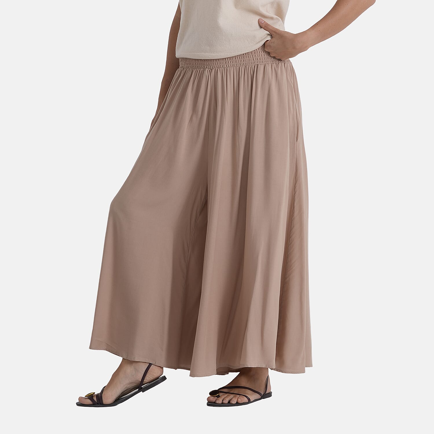 La Marey Pull-On Shirred Waist Culottes (Size 8-20) - Khaki