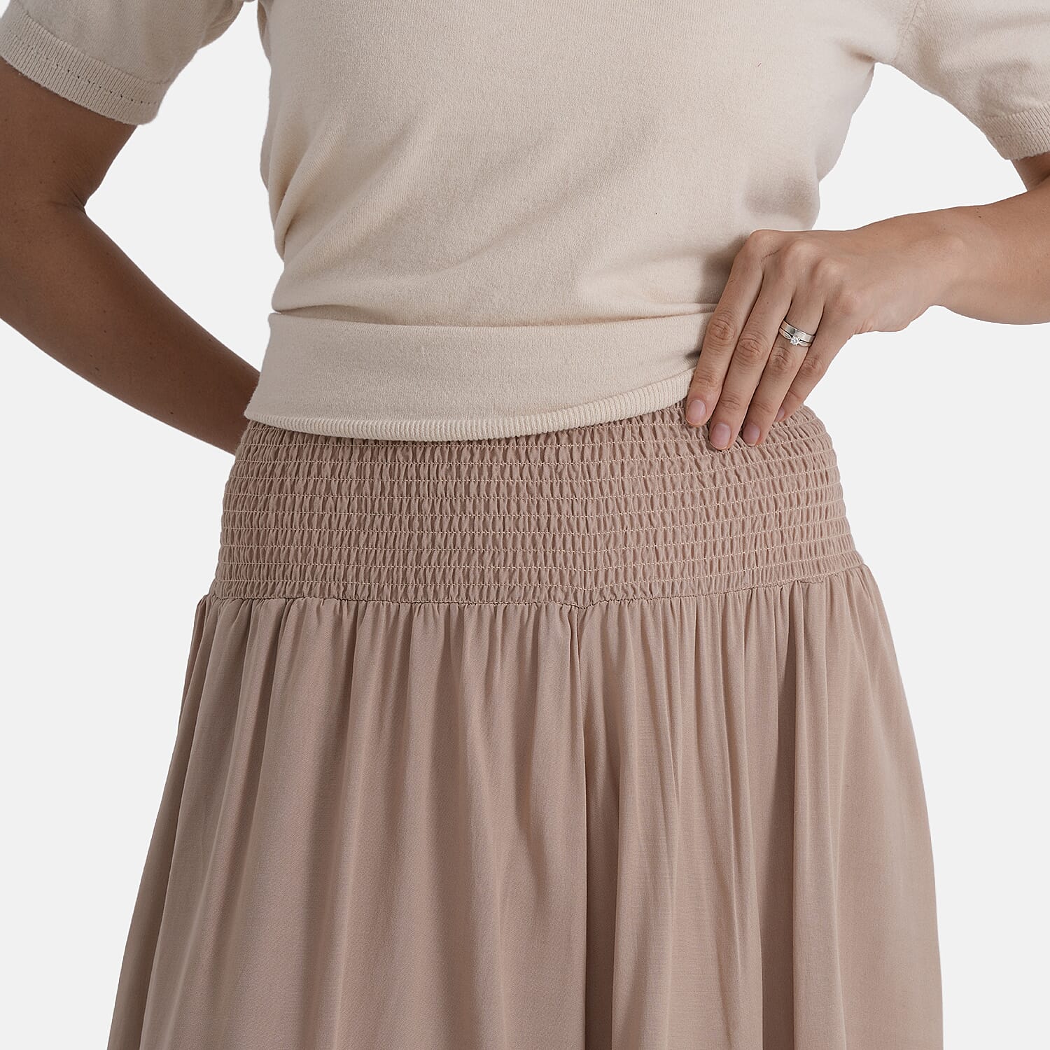 La Marey Pull-On Shirred Waist Culottes (Size 8-20) - Khaki