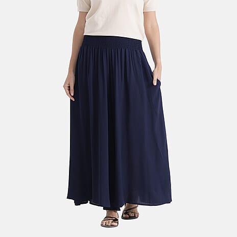 La Marey Pull-On Shirred Waist Culottes (Size 8-20) - Navy Blue