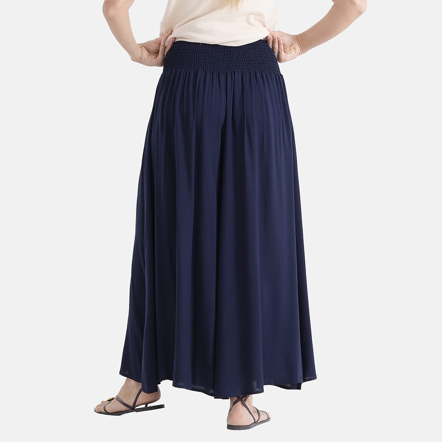 La Marey Pull-On Shirred Waist Culottes (Size 8-20) - Navy Blue