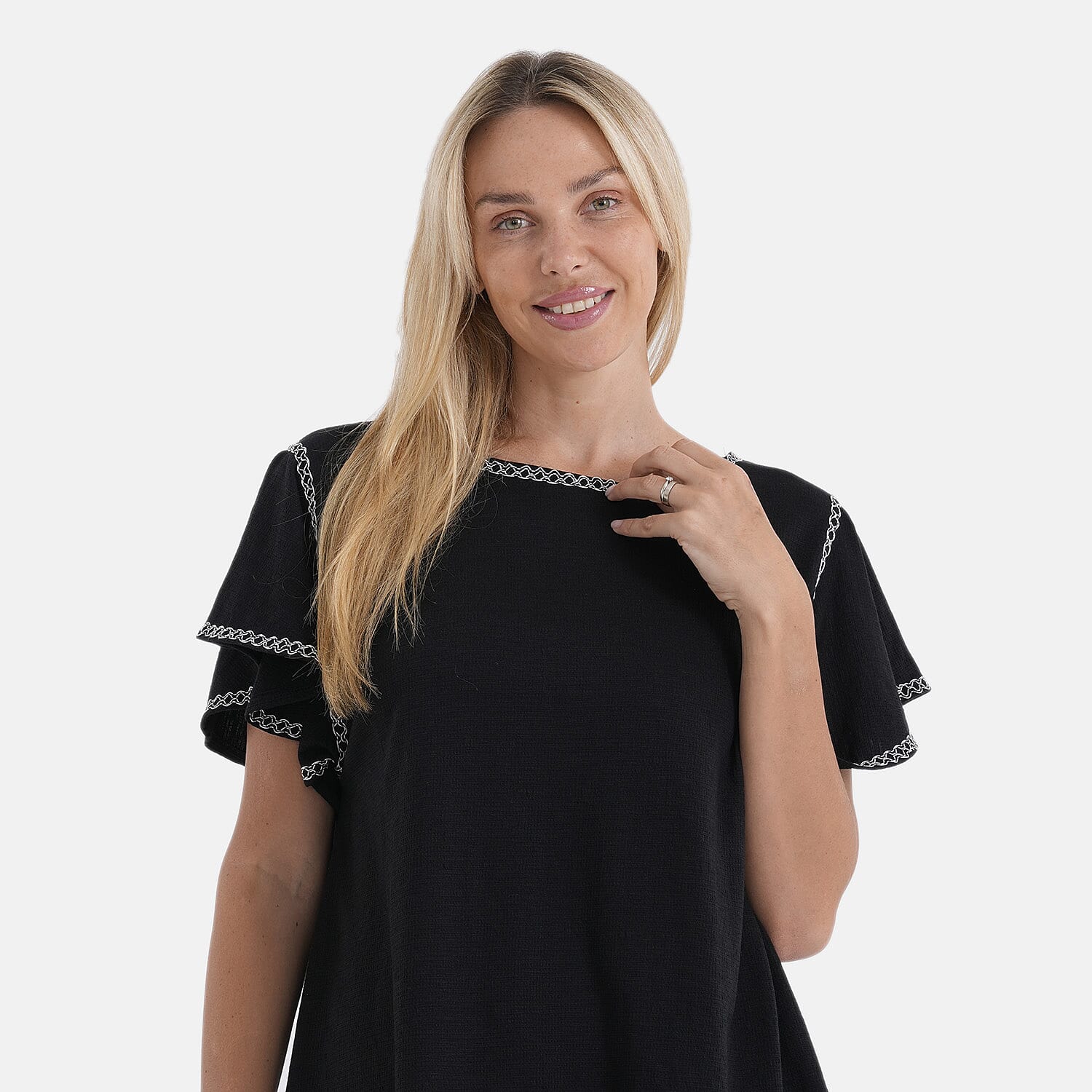 La Marey Embroidered Soft Touch Top