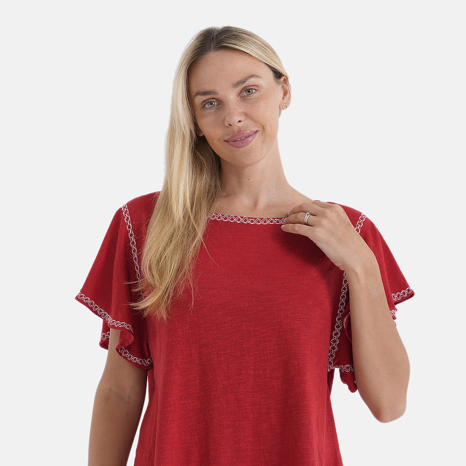 La Marey Embroidered Soft Touch Top