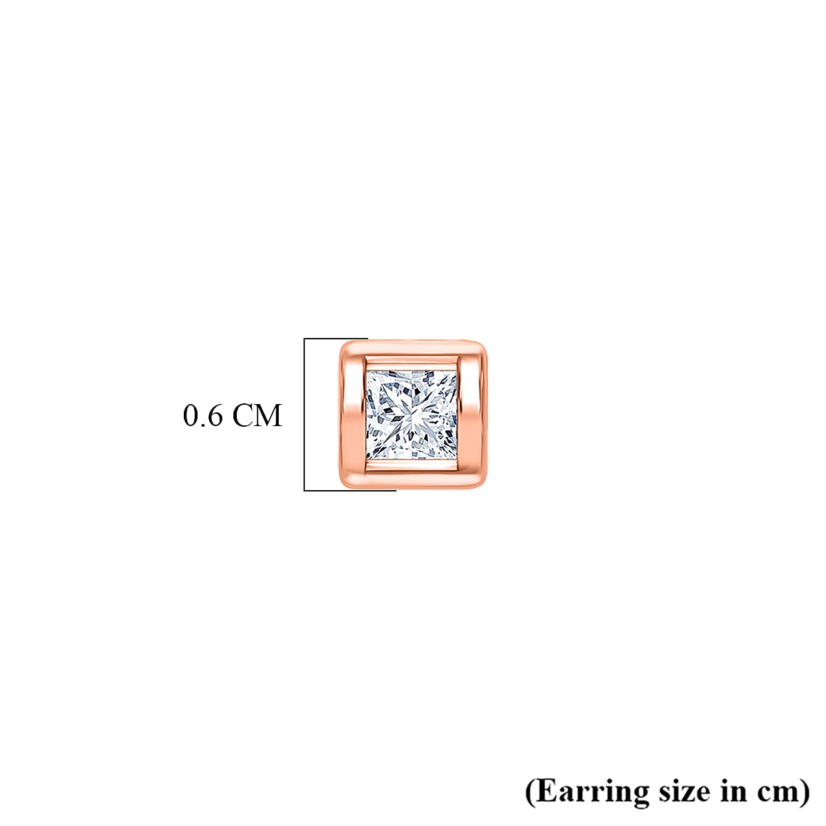 Luxuriant SI-GH Lab Grown Diamond Earring with Ball Screw Back in 18K Vermeil Rose Gold Plated Sterling Silver