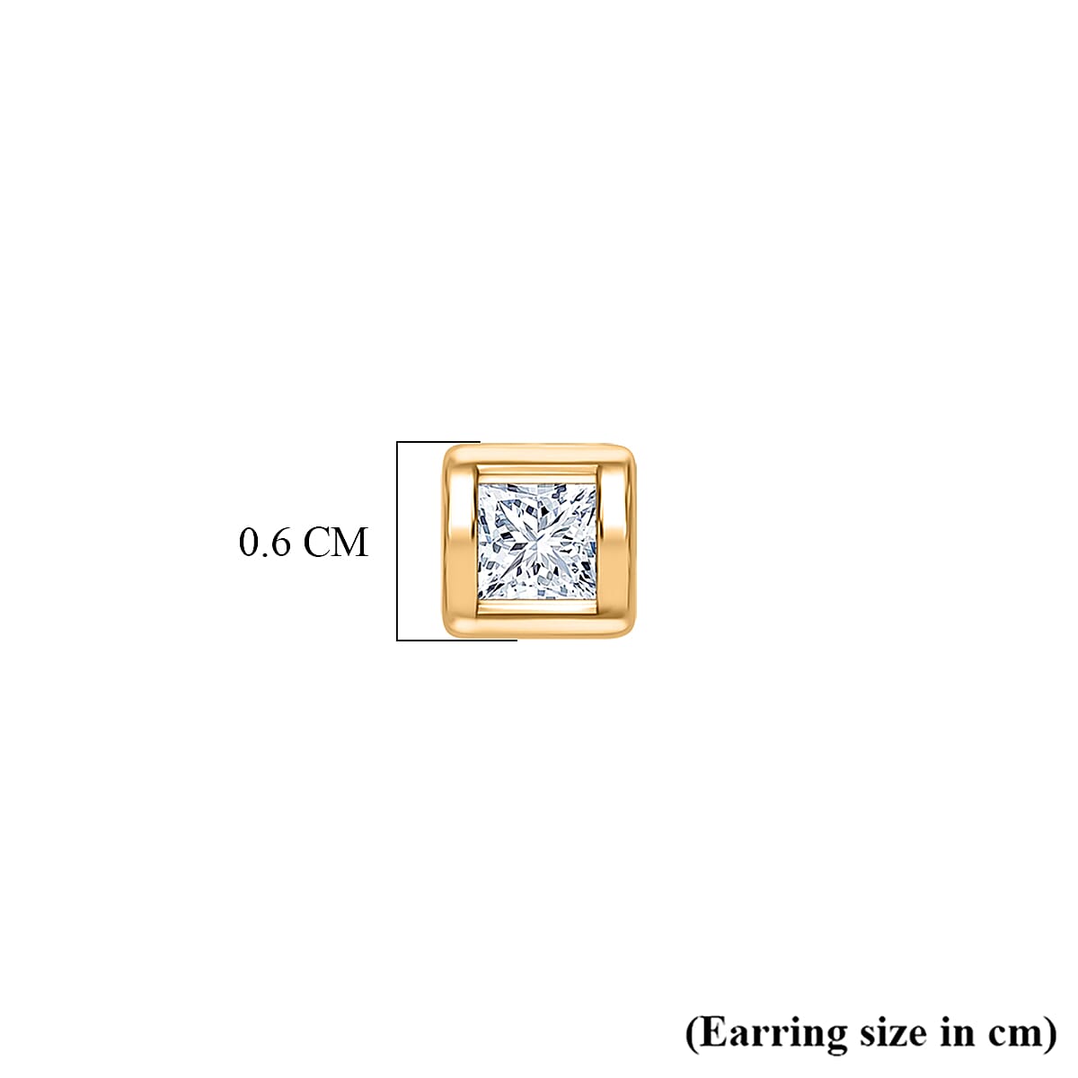 Luxuriant SI-GH Lab Grown Diamond Earring with Ball Screw Push Back in 18K Vermeil Yellow Gold Plated Sterling Silver