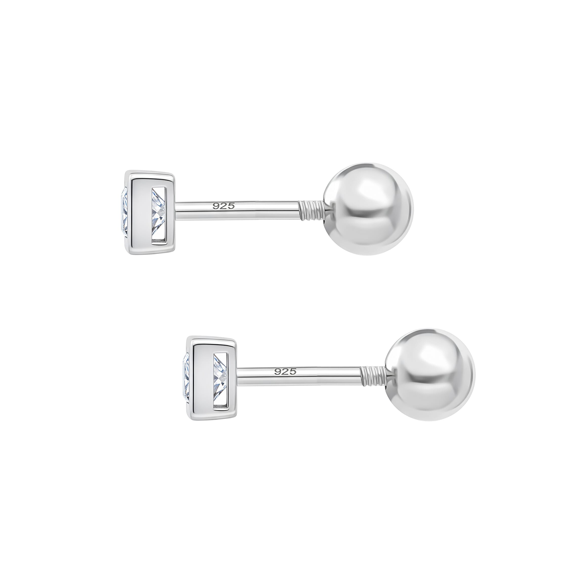 Luxuriant SI-GH Lab Grown Diamond Earring with Push Back in Rhodium Overlay Sterling Silver