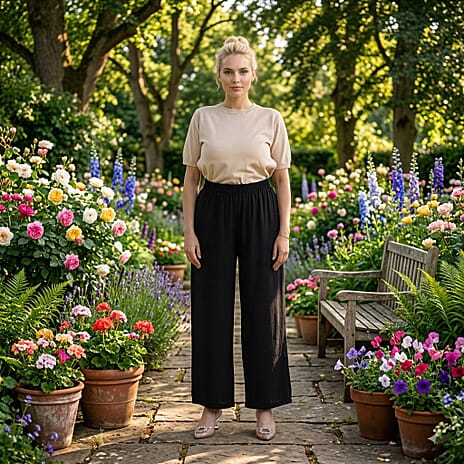 La Marey High-Waisted Relaxed Fit Wide-Leg Trousers (Size - L-XL, 16 to 22) - Black
