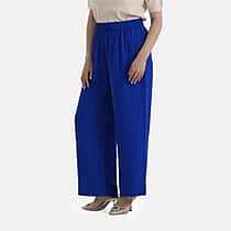 La Marey Designer High-Waisted Relaxed Fit Wide-Leg Trousers (Size - S-M, 8 to 14) - Blue