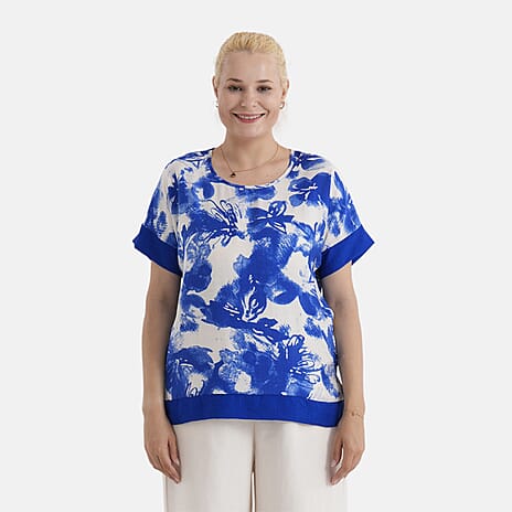 La Marey Printed Blouse (Size - L-XL) - Blue