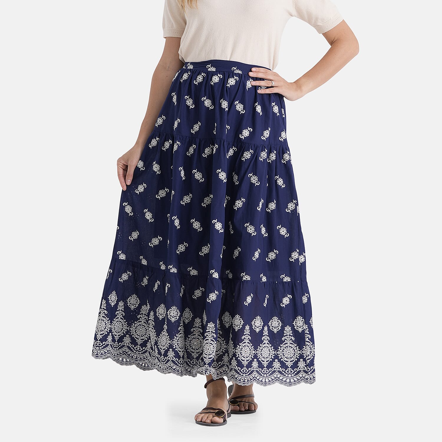 La Marey Pure Cotton Embroidery Skirt