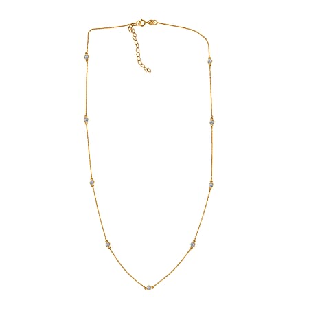 LUXURIANT 0.51 Ct. Lab Grown Diamond Station Necklace (Size - 18-2 Inch) in 18K Vermeil Yellow Gold Plated Sterling Silver (SI-GH)