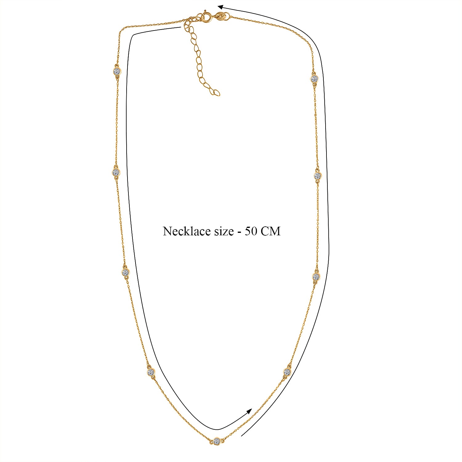 Luxuriant (SI-G-H) Lab Grown Diamond Necklace (Size - 18-2 Inch) in 18K Vermeil Yellow Gold Plated Sterling Silver  0.51 Ct.