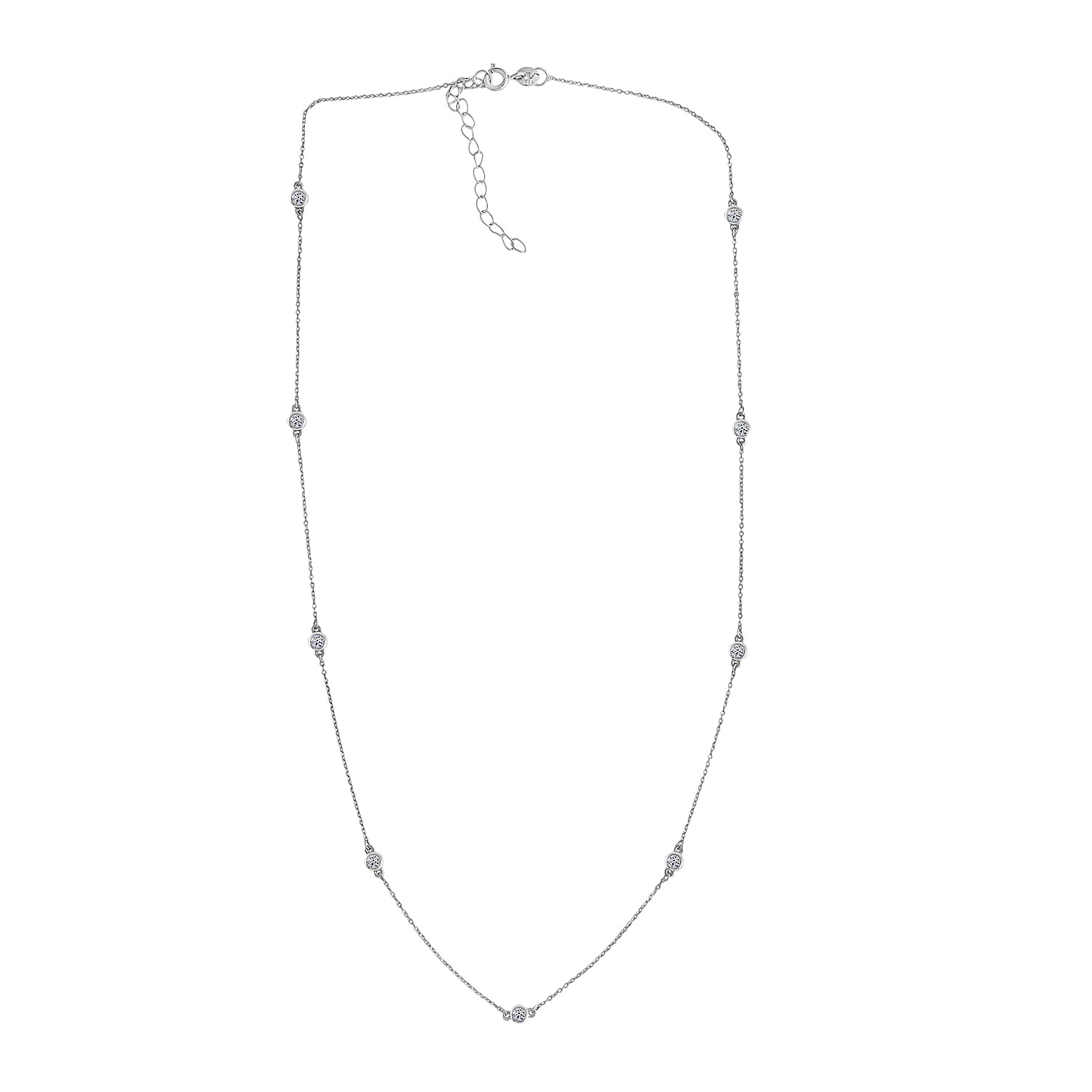 Luxuriant (SI-GH) Lab Grown Diamond Necklace (Size - 18-2 Inch) in Rhodium Overlay Sterling Silver 0.51 Ct.