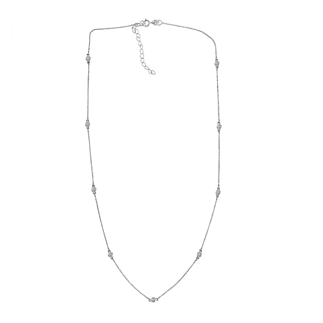 Luxuriant (SI-GH) Lab Grown Diamond Necklace (Size - 20-2 Inch) in Rhodium Overlay Sterling Silver