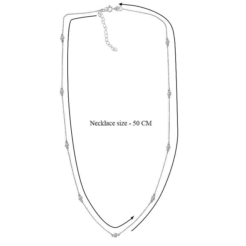 Luxuriant (SI-GH) Lab Grown Diamond Necklace (Size - 18-2 Inch) in Rhodium Overlay Sterling Silver 0.51 Ct.