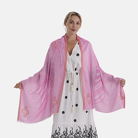 - Maisi Printed Cotton Lightweight Summer Scarf (190 x 70cm) - Rose Pink